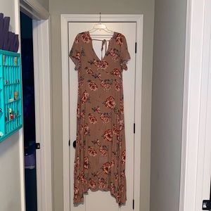 Forever 21+ tan and floral maxi